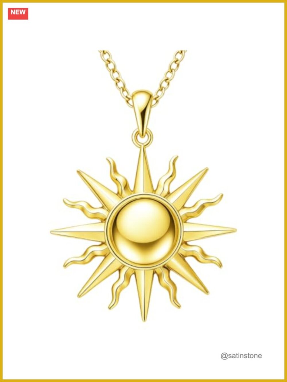 18K Gold Plated Sun Pendant Necklace Dainty Minimalist Celestial Jewelry Gift